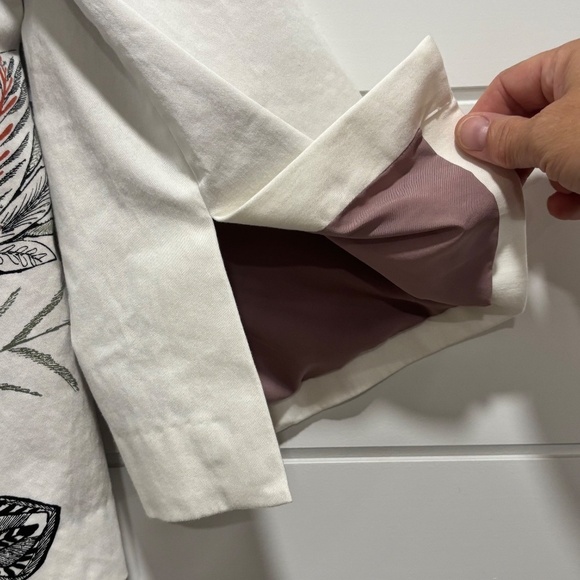 Chico's lined floral print wide 3/4 sleeve open front jacket us size 8/10 - Picture 9 of 15